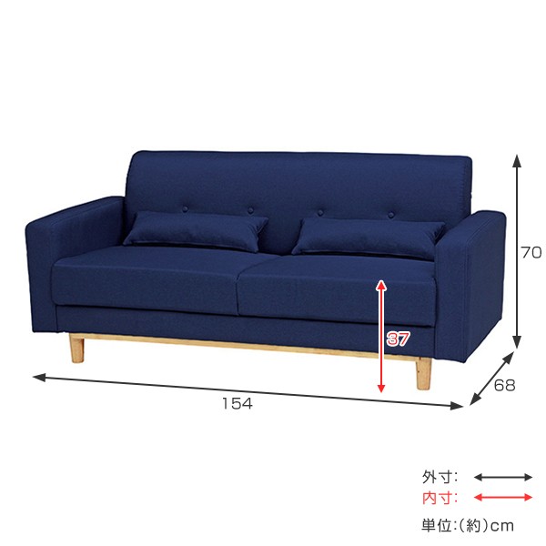 ソファ 2.5人掛け 幅154cm ファブリック 肘掛け （ ソファー 2人掛け 