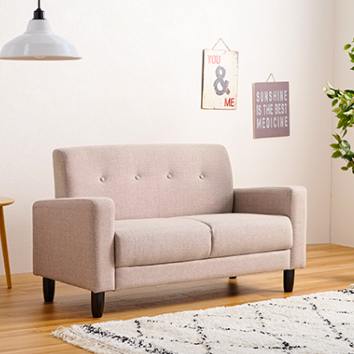 HAGiHARA（萩原） ソファ 2人掛け 幅120cm 肘掛け付き （ ソファー