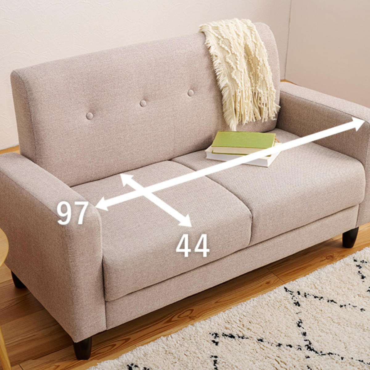 ソファ 2人掛け 幅120cm 肘掛け付き （ ソファー コンパクト 2人 二人