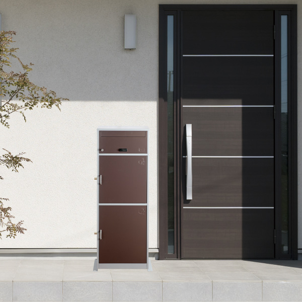 郵便ポスト 宅配ボックス 一戸建て用 大容量 3段 ブラウン リシム