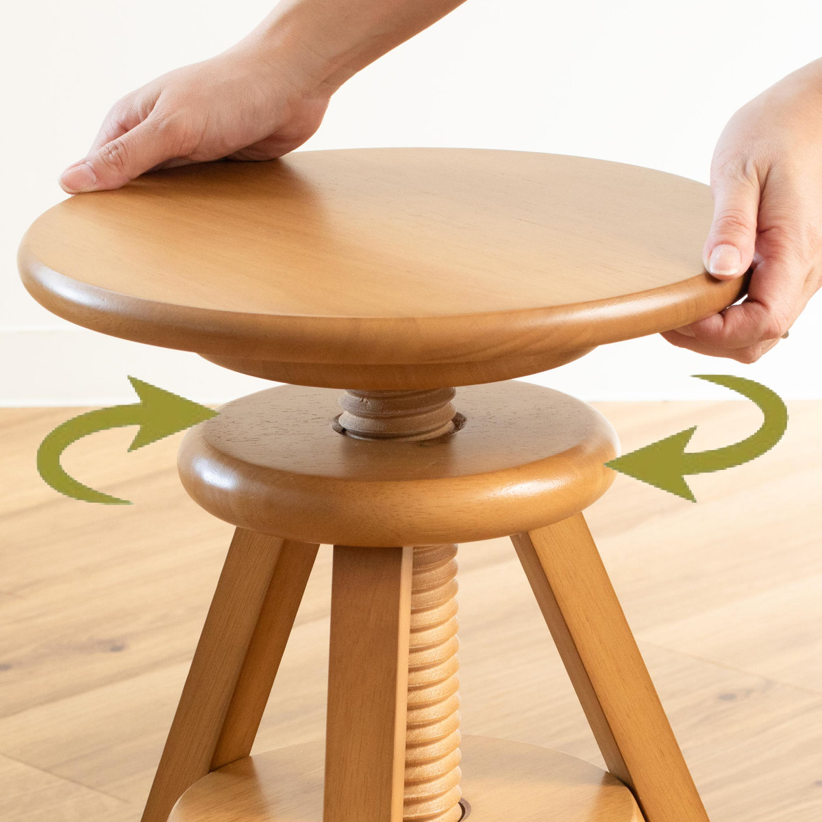 HAGiHARA（萩原） スツール 座面高46〜60cm 回転 高さ調節 天然木 完成