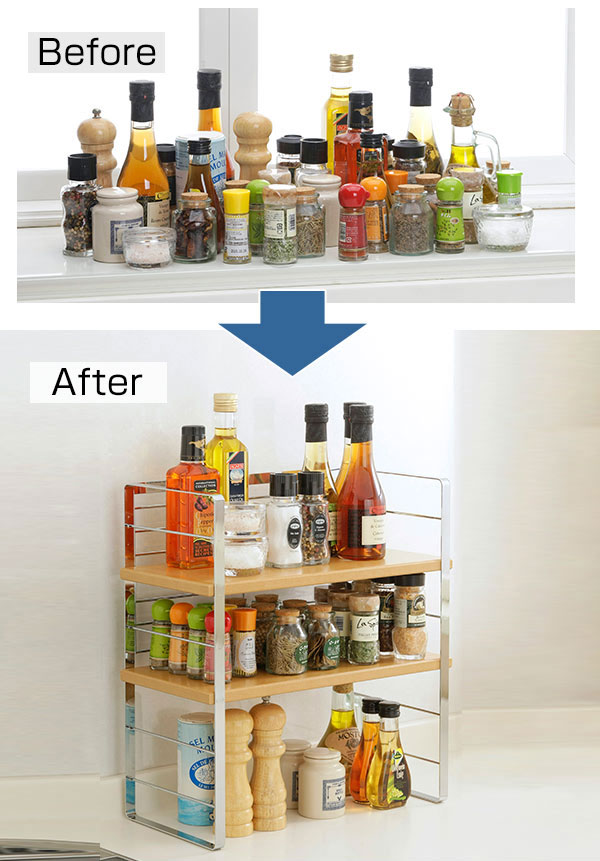 下村企販 調味料ラック 幅40cm 木棚 出窓シェルフ （ スパイスラック