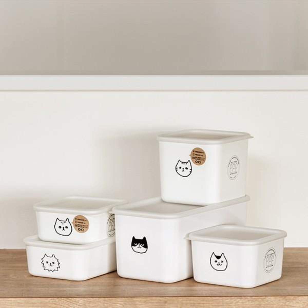 保存容器 450ml 猫柄 角型 PFF NECO スクエアストッカー XS 樹脂製
