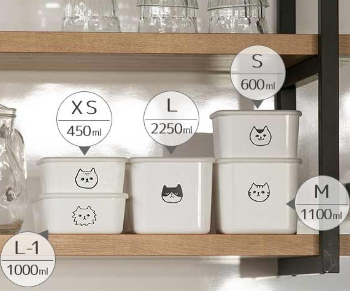 保存容器 600ml 猫柄 角型 PFF NECO スクエアストッカー S 樹脂製