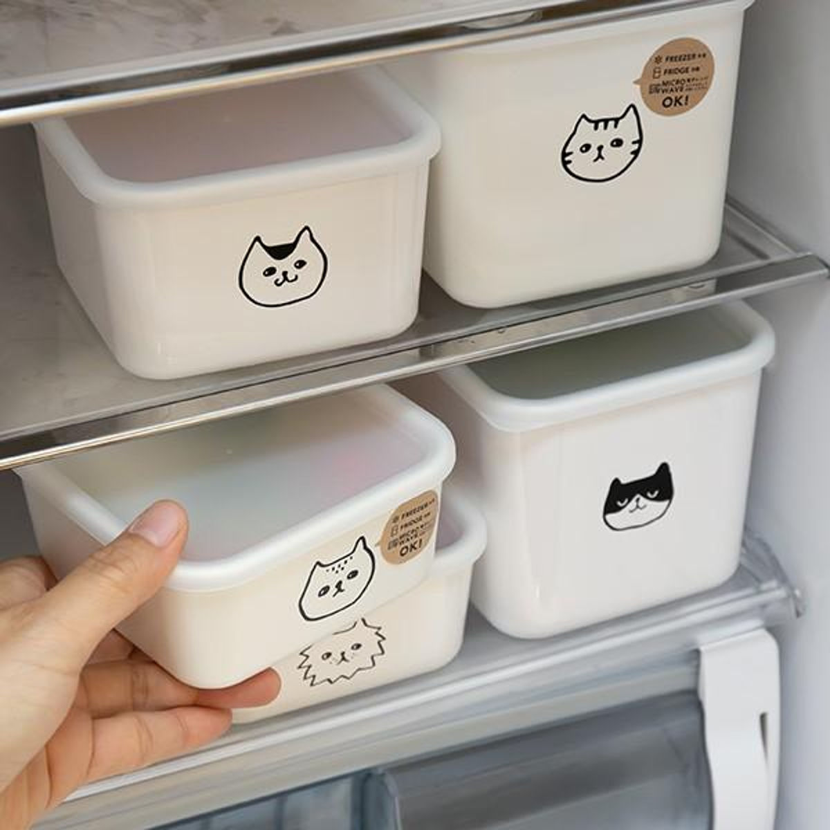 保存容器 600ml 猫柄 角型 PFF NECO スクエアストッカー S 樹脂製