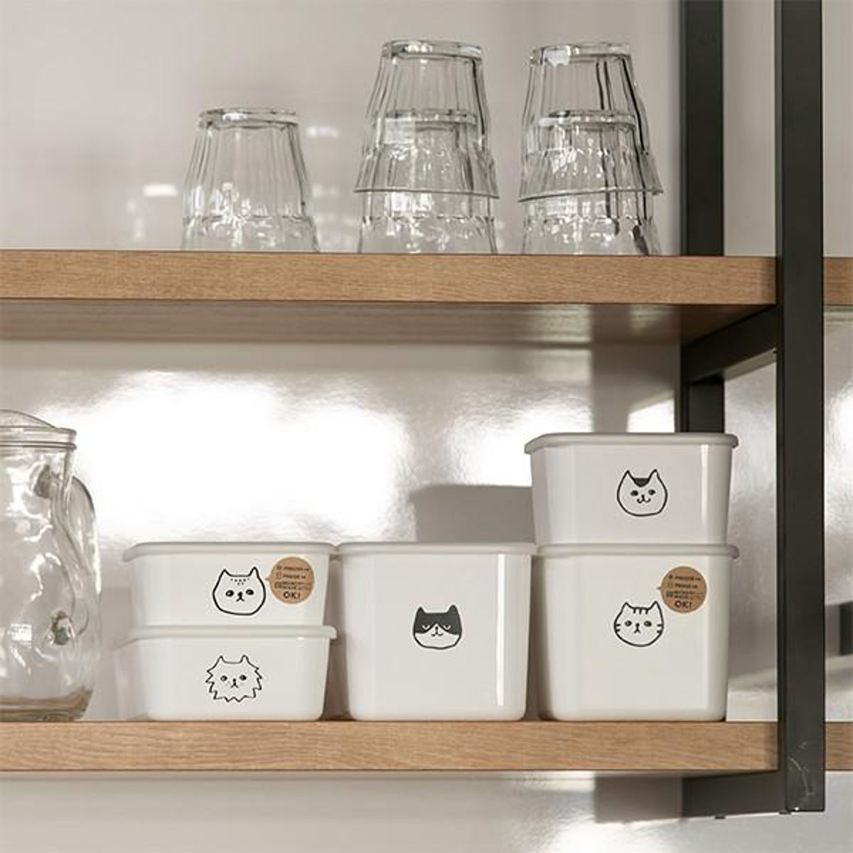 保存容器 2.25L 猫柄 レクタングル PFF NECO スクエアストッカー L