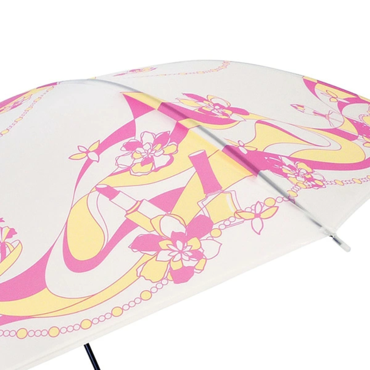 ビニール傘 約58cm マーブルコスメ柄 ピンク ジャンプ傘 （ 雨傘 長傘