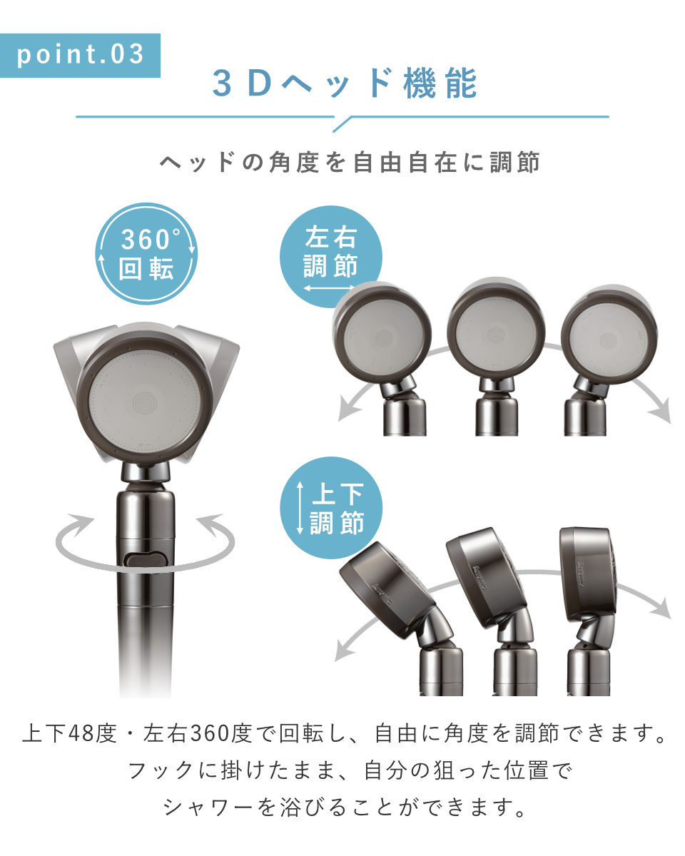 Arromic（アラミック） 特典付き シャワーヘッド 節水 3D shower