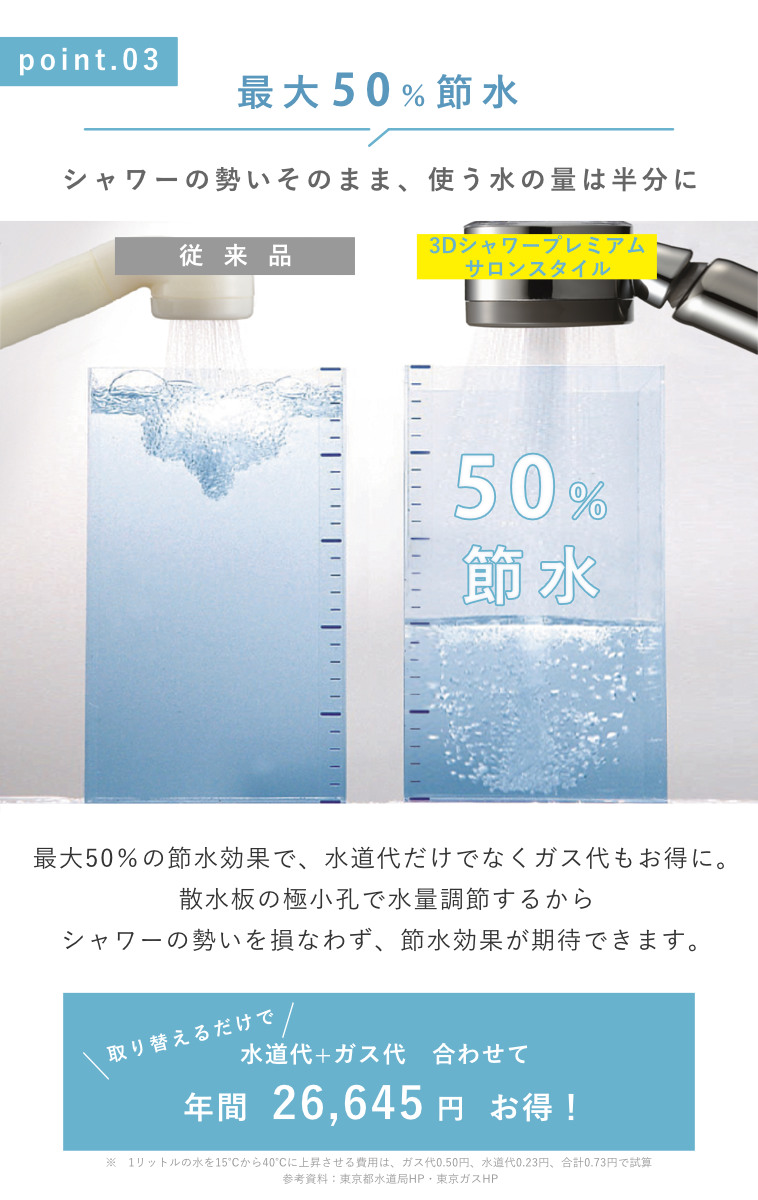 Arromic（アラミック） 特典付き シャワーヘッド 節水 3D Shower Salon