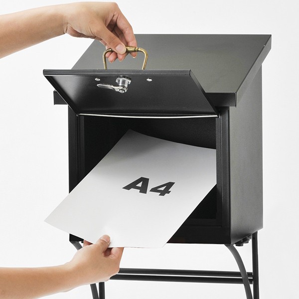 ポスト スタンド 置き型 傘立て 鍵付き フック付き CAFE （ 郵便受け