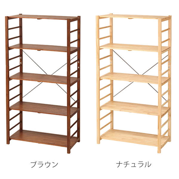 フリーラック 収納棚 オープンラック 5段 天然木 幅78cm （ オープン
