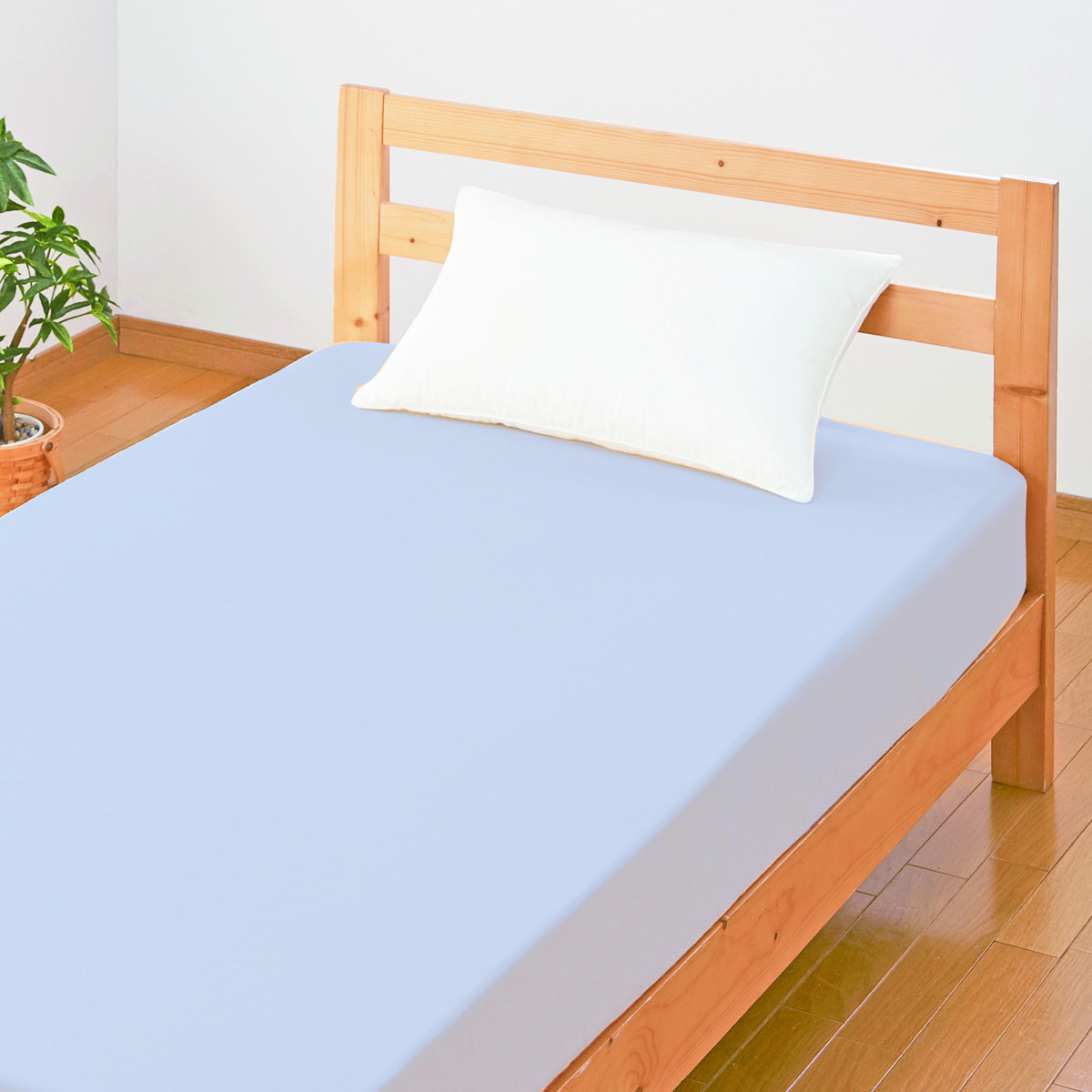 ボックスシーツ シングル 綿100％ 日本製 ブルー （ ワンタッチ シーツ