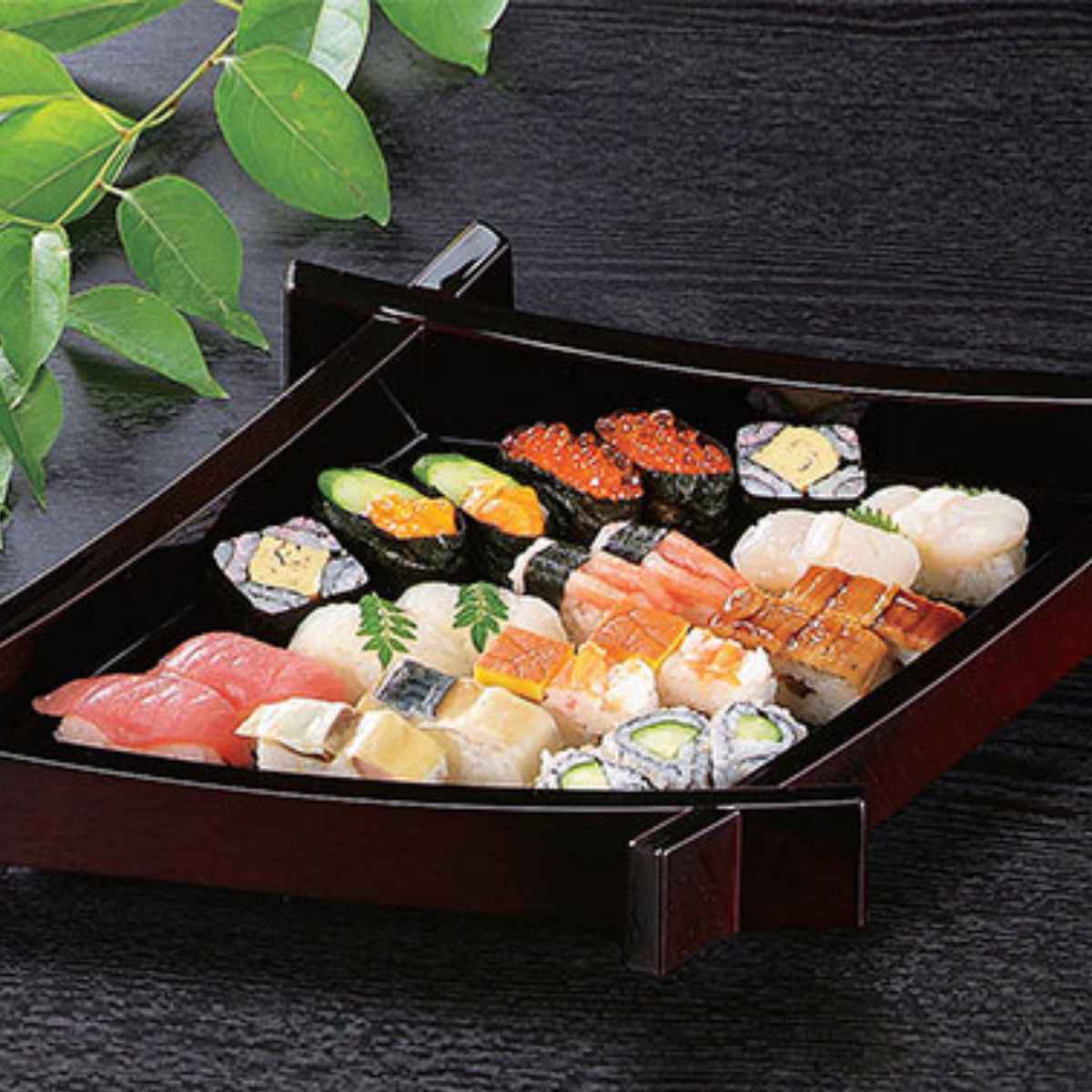 福井クラフト 盛器 木製 中 松葉盛込器 黒天朱 目皿付 盛り皿 皿 食器