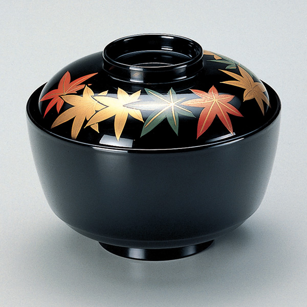 吸物椀 木製 松川椀 紅葉 本漆塗 手描き磨蒔絵 お椀 食器 業務用 （ 椀