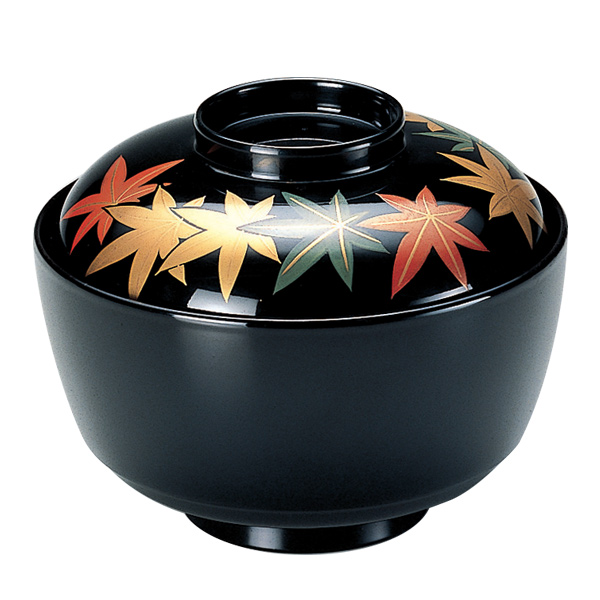 吸物椀 木製 松川椀 紅葉 本漆塗 手描き磨蒔絵 お椀 食器 業務用 （ 椀