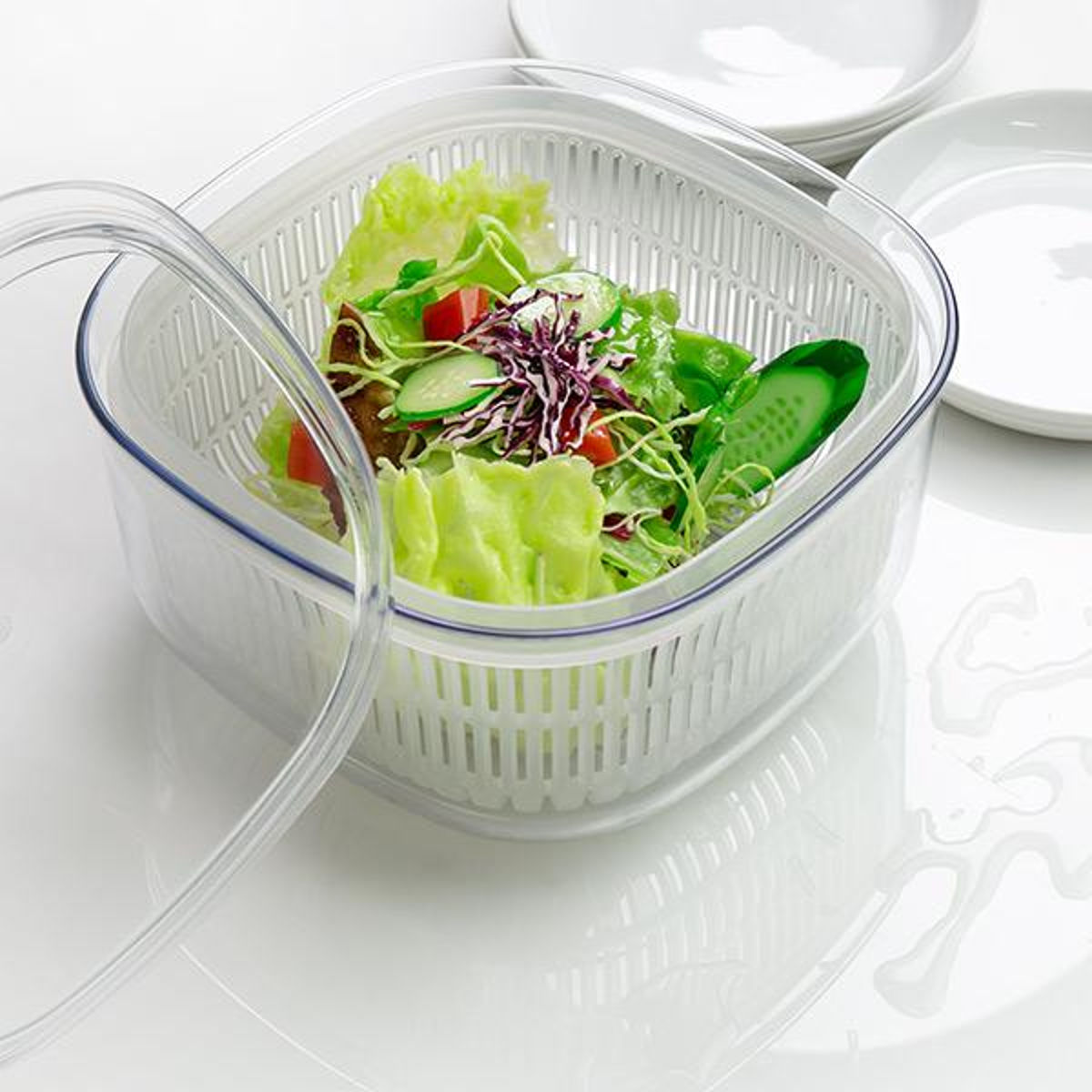 オカ 保存容器 ザル ボウル フタ付き あらう Vegimage （ プラスチック
