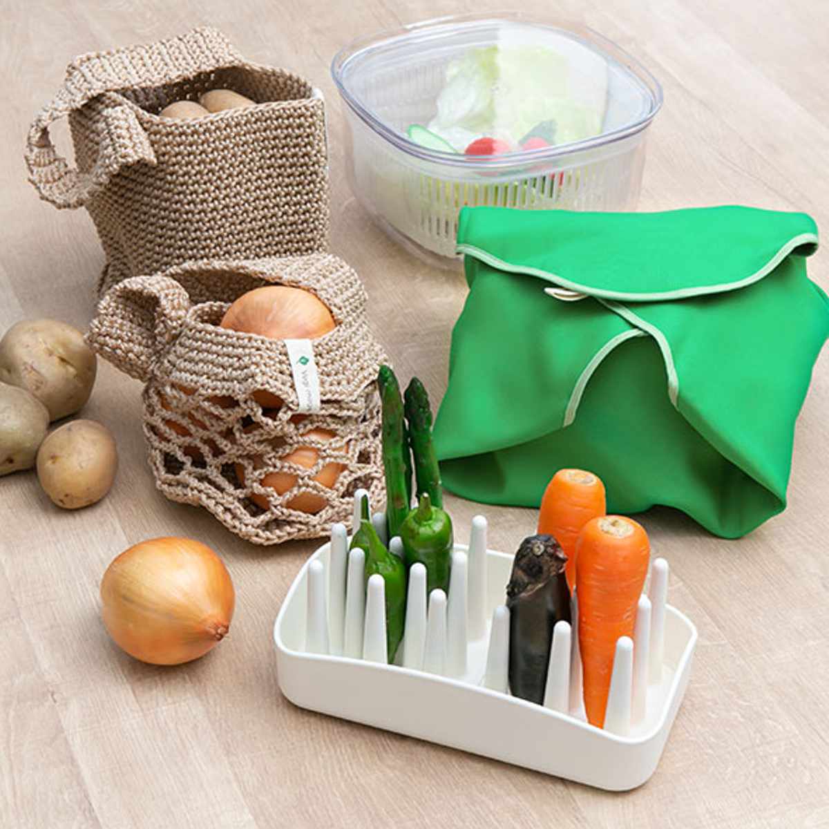 オカ 野菜保存 つつむ 冷蔵庫収納 Vegimage （ 野菜ストッカー 保存