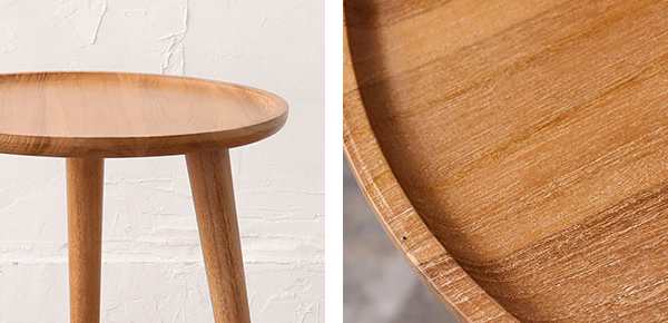 サイドテーブル 円形 チーク 天然木 アジアンテイスト 直径45cm