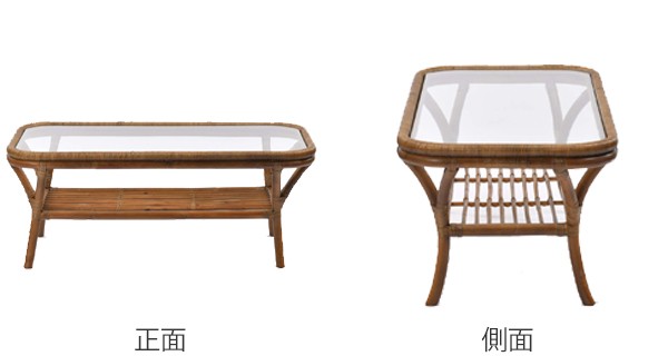 籐 ローテーブル ガラス天板 ラタンテーブル 籐家具 幅100cm