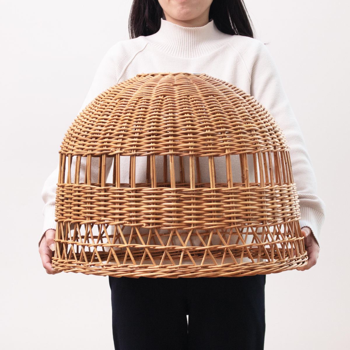 籐 ランプシェード 釣鐘型 ラタン製 直径48cm （ ラタン 籐製 シェード
