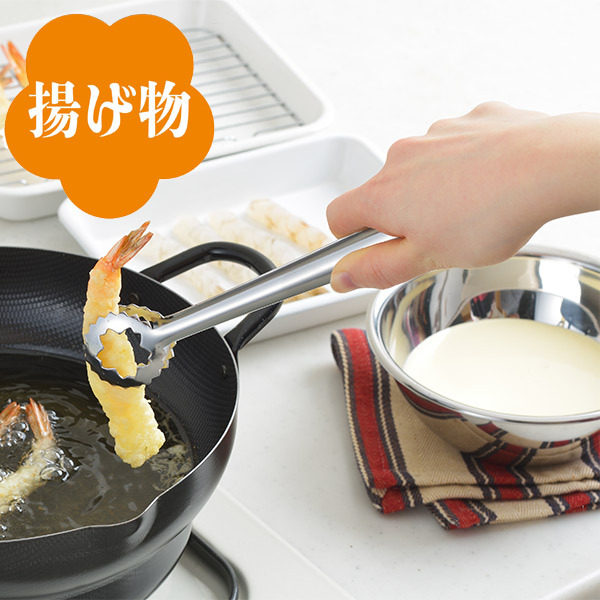 当店在庫してます！トング 料理のいろは 天ぷらトング （ 18-8ステンレス 日本製 揚げ物用トング 盛り付け用トング 調理用トング 天ぷら鋏  燕三条製 ステンレス ） 調理器具