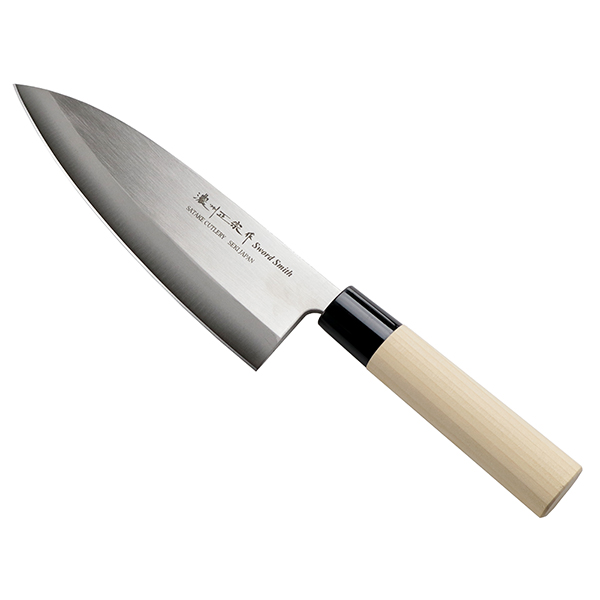 出刃包丁 まる 上作 最高品 全長33cm刃18,5cm厚約10mm★送料無料 出刃包丁 18cm 濃州正宗 日本製 ステンレス 白木柄 （ 出刃 包丁 魚