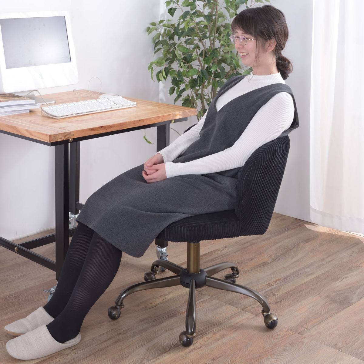 東谷 オフィスチェア ローバック デスクチェアー 座面高43〜52cm