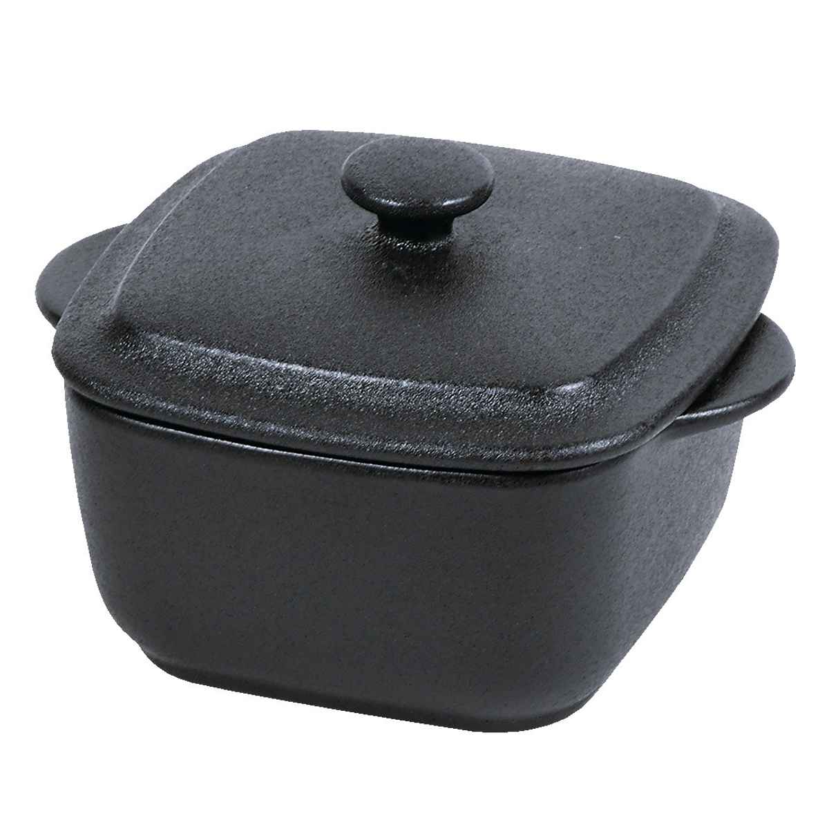 パール金属 キャセロール 13cm 鋳物風 正方形 フタ付 陶磁器 取っ手付