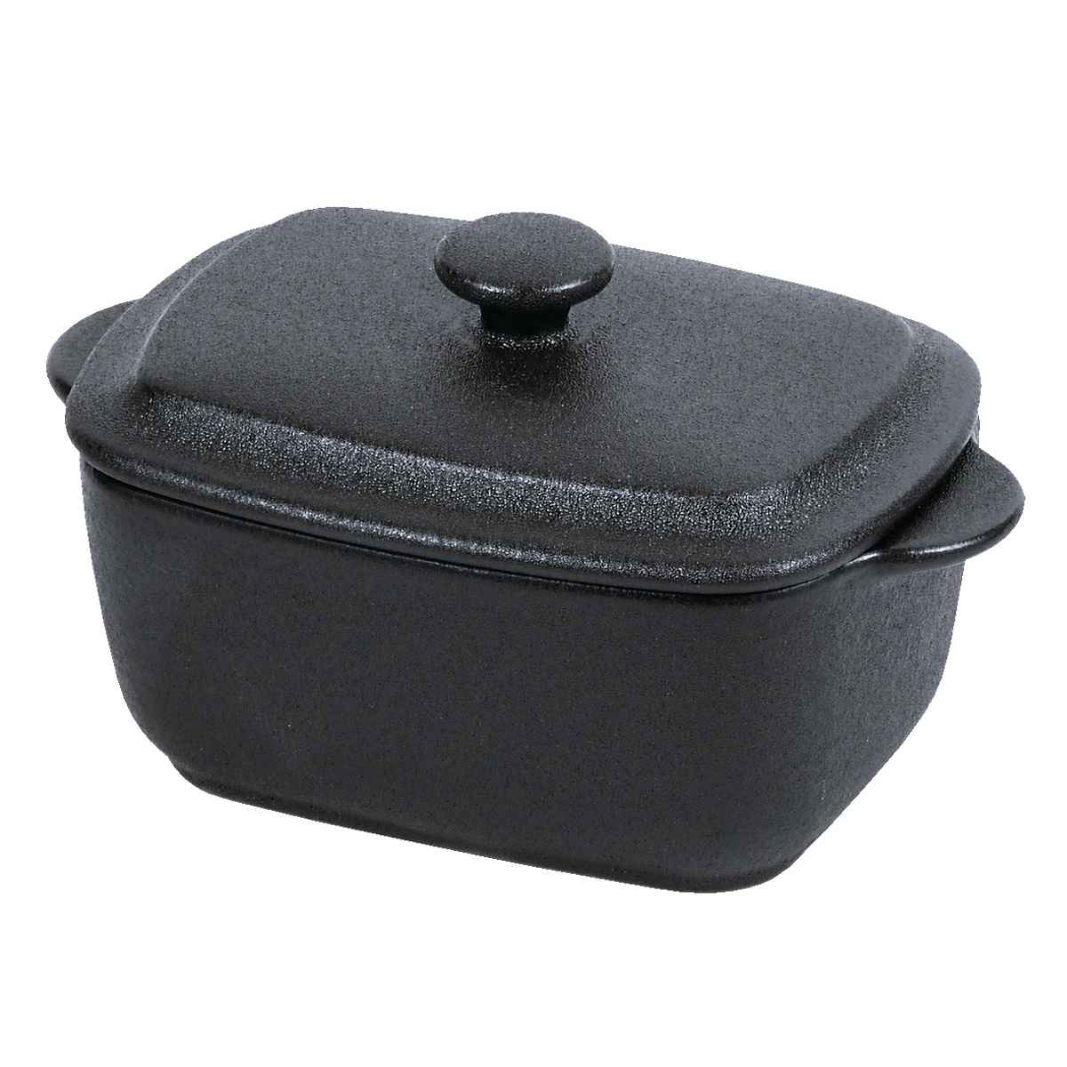 パール金属 キャセロール 14.5cm 鋳物風 長方形 フタ付 陶磁器 取っ手