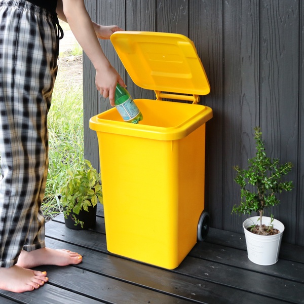 ヴィンテージ フラドール 箱付き デッドストック 腰ミノ黄色 DULTON（ダルトン） ゴミ箱 45L 屋外兼用 プラスチックトラッシュカン