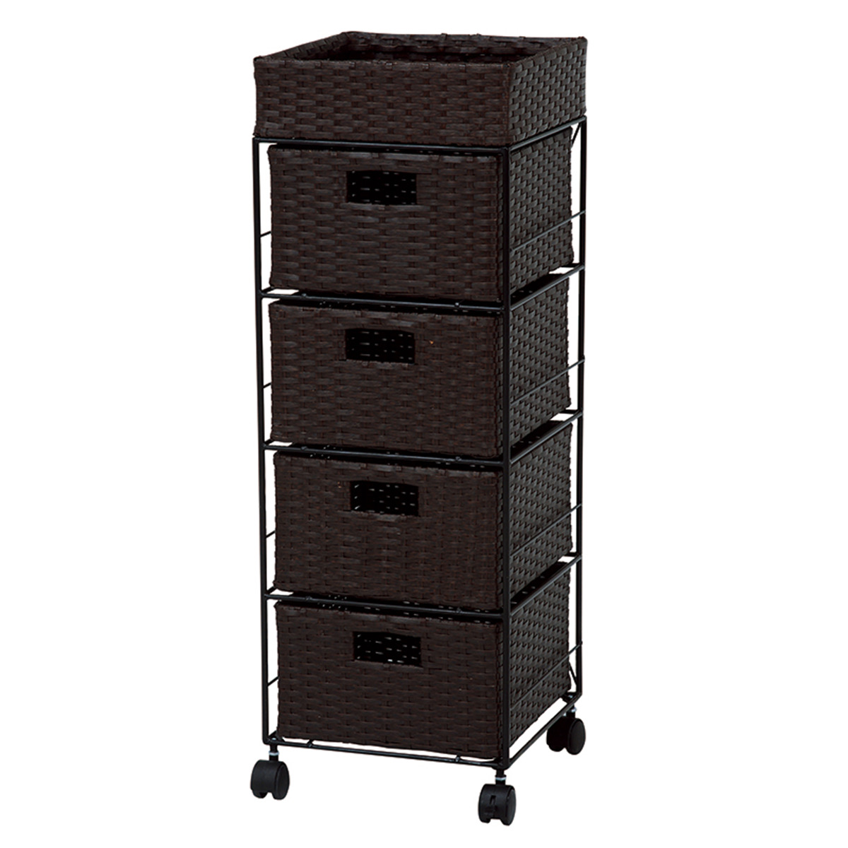 HAGiHARA（萩原） ランドリーチェスト 幅30.5cm 4段 引出し キャスター