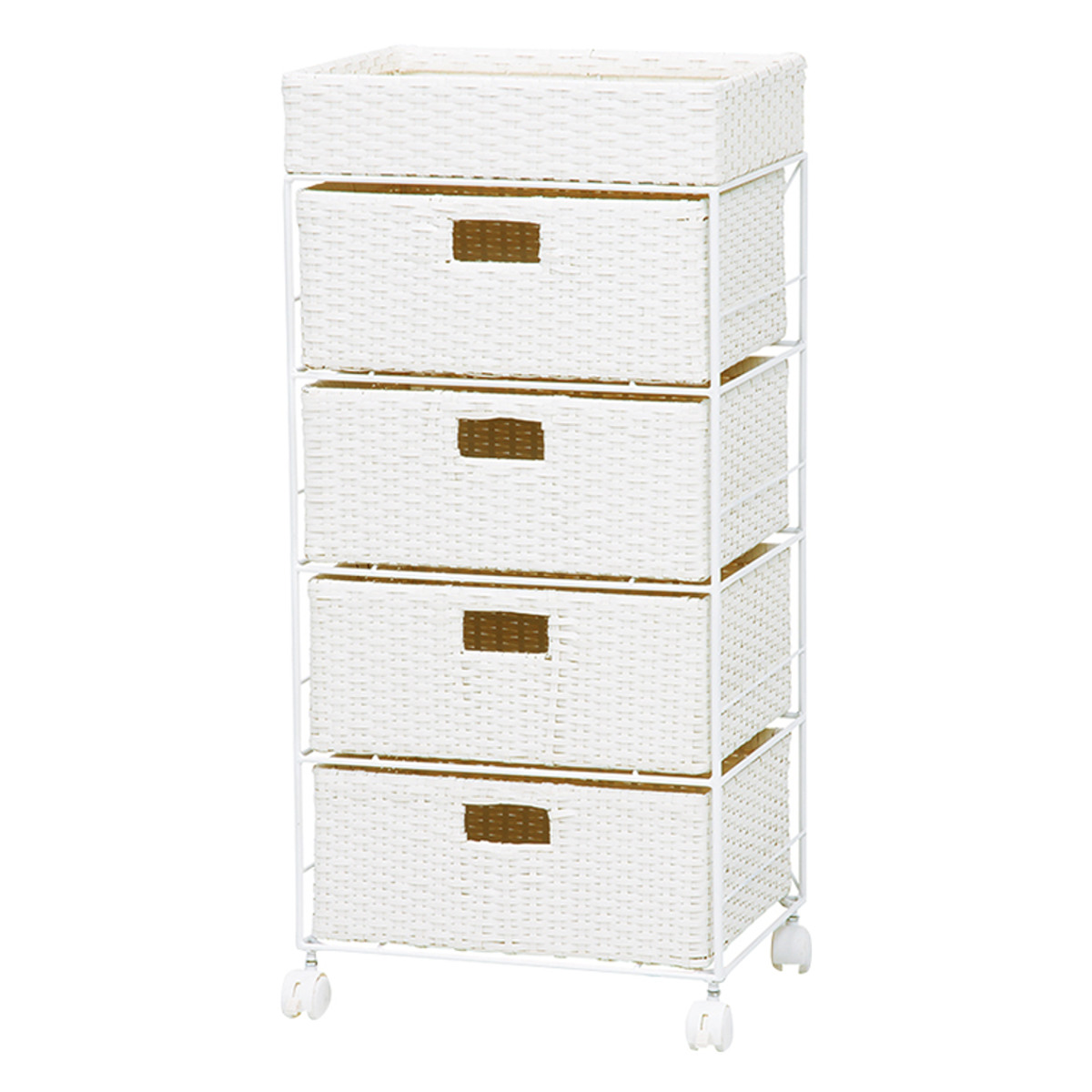 HAGiHARA（萩原） ランドリーチェスト 幅40.5cm 4段 引出し キャスター