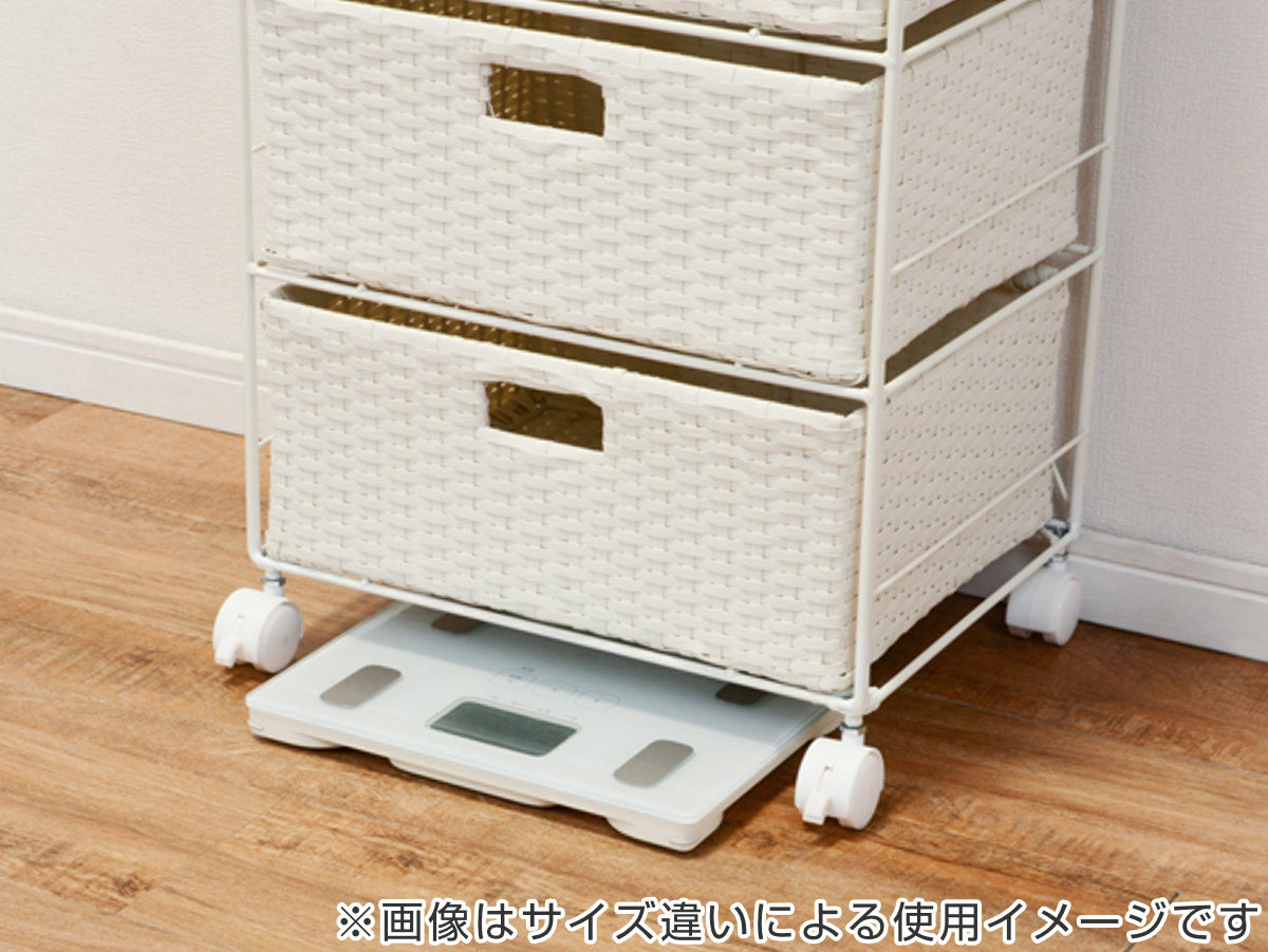 新品・完成品ラタン調 ランドリーチェスト 4段 キャスター付き 幅50.5cm HAGiHARA（萩原） ランドリーチェスト 幅50.5cm 4段 引出し キャスター