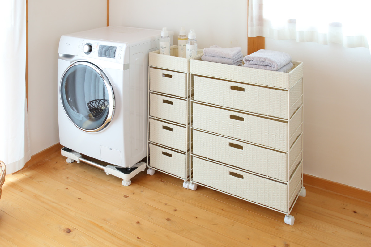 HAGiHARA（萩原） ランドリーチェスト 幅60.5cm 4段 引出し キャスター