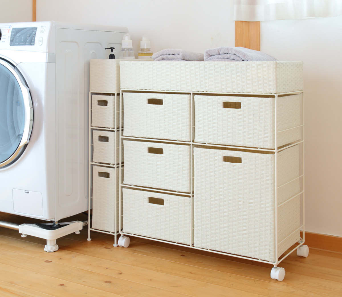 HAGiHARA（萩原） ランドリーチェスト 幅70.5cm 3段 ワイド 引出し