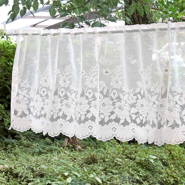 カフェカーテン バラ柄 145×48cm （ カーテン 目隠し レース