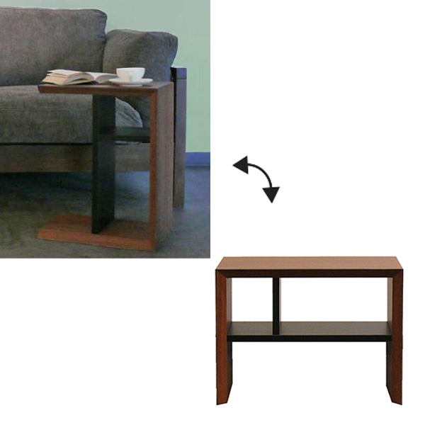 MKマエダ家具 サイドテーブル 2WAY モダンデザイン FORCE 幅40cm （ 開