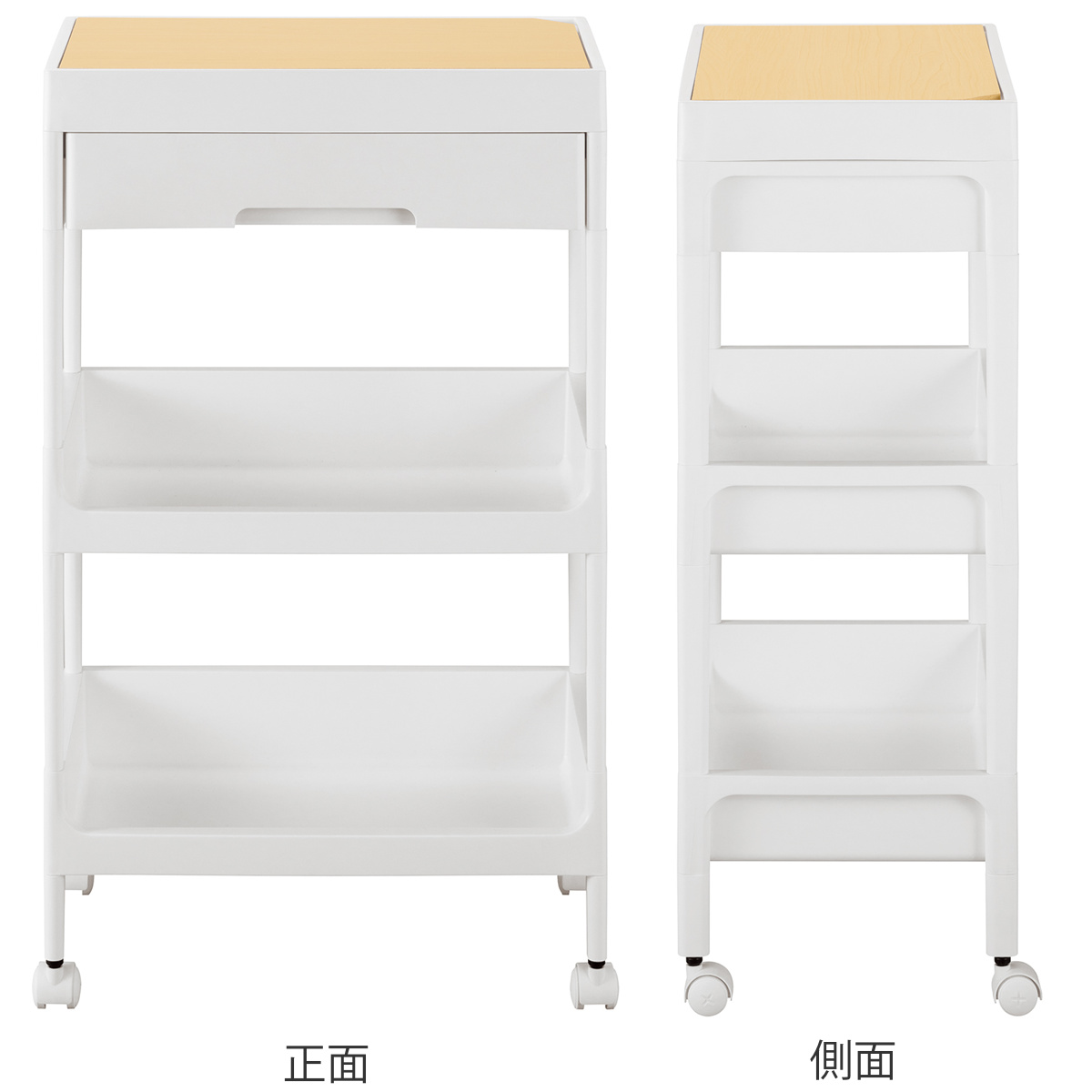 不動技研（FUDOGIKEN） キッチンワゴン 3段 木天板 サージュワゴン 幅