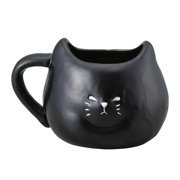 マグカップ 400ml ふてぶてしい猫 くろねこ 磁器製 かわいい （ 黒猫