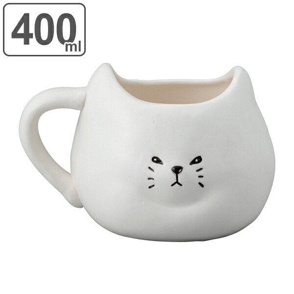 しろねこ です。 マグカップ 400ml ふてぶてしい猫 しろねこ 磁器製 かわいい