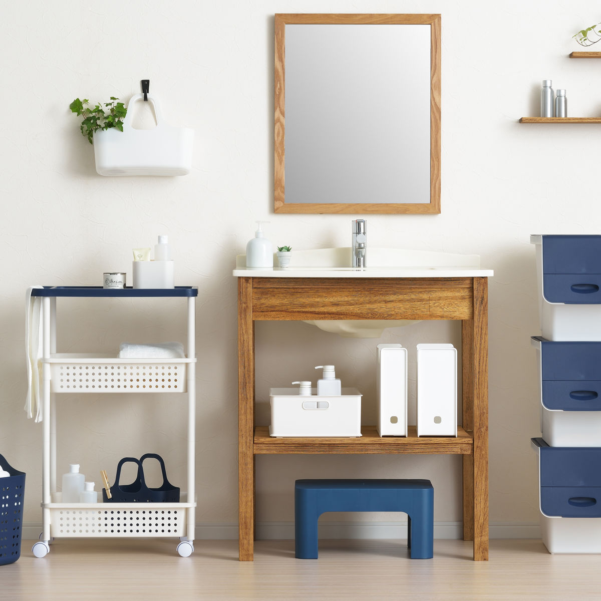 SANKA（サンカ） ランドリーワゴン 3段 スリム S&W サンバッサ