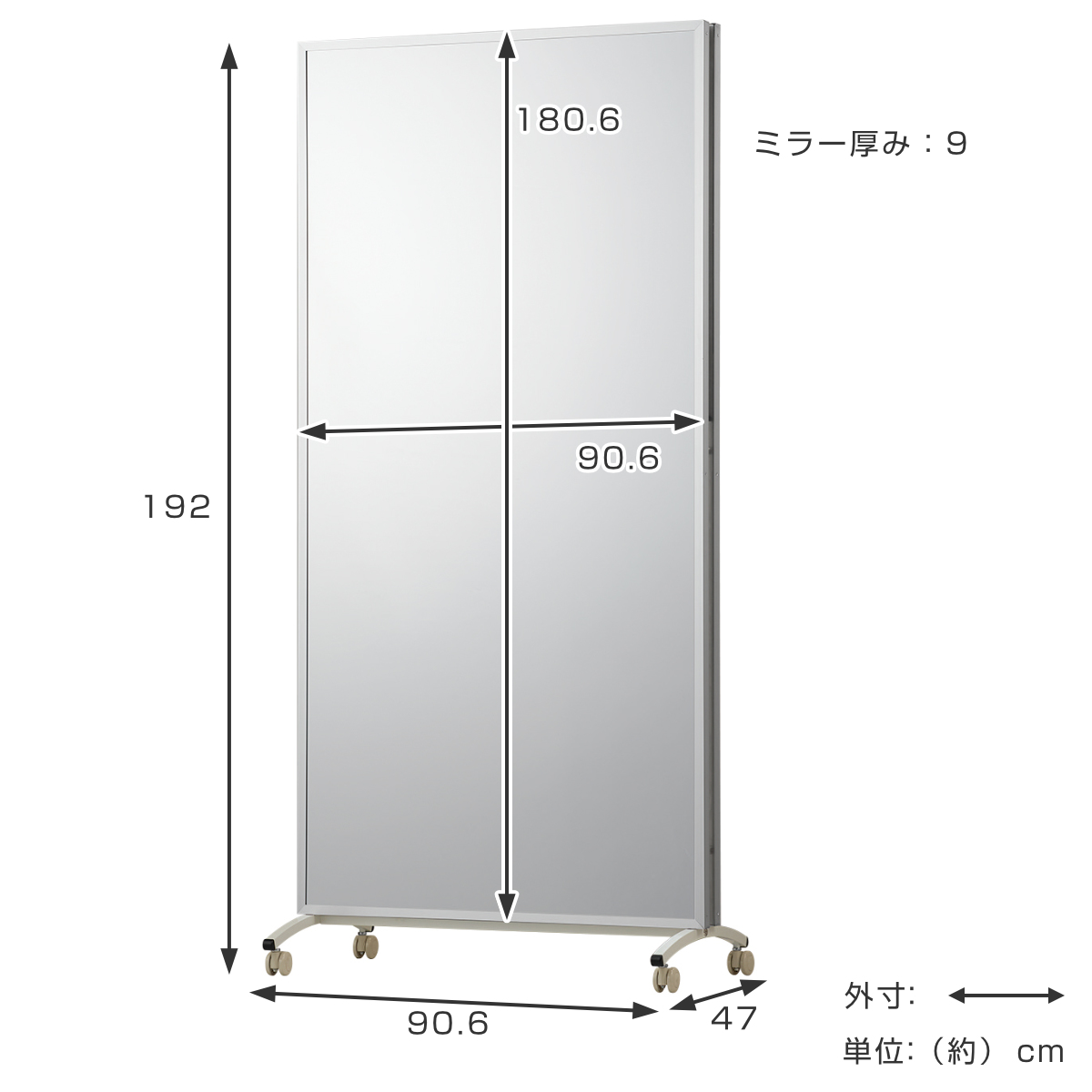 割れない鏡 リフェクスミラー キャスター付きスポーツミラー 両面