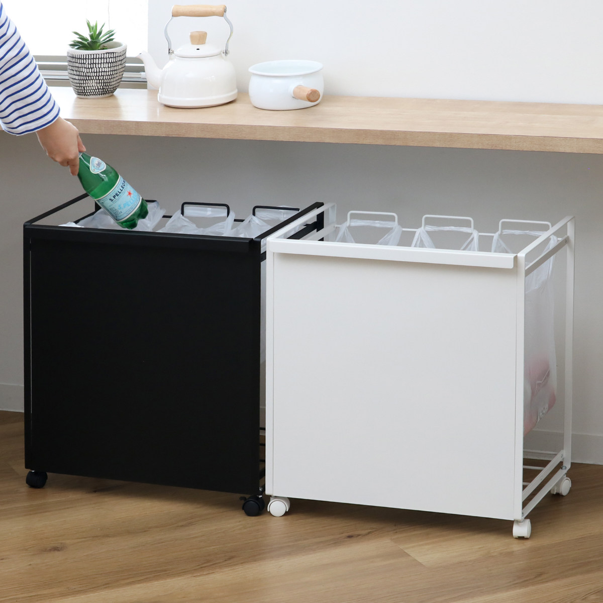 tower 山崎実業 目隠し分別ダストワゴン タワー 3分別