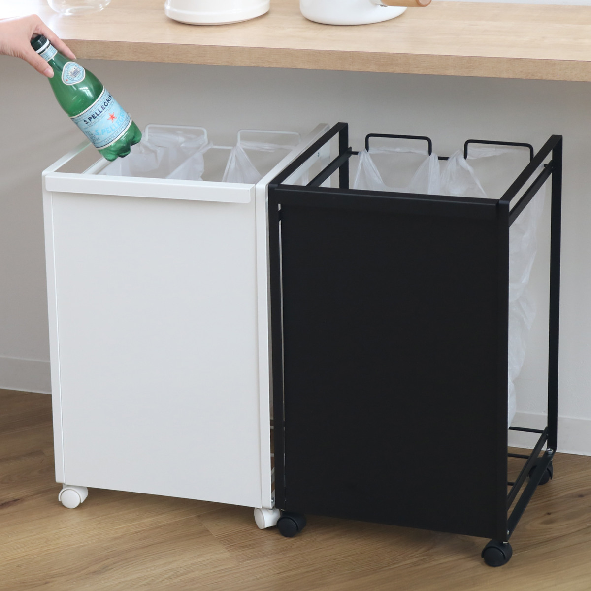 tower 山崎実業 目隠し分別ダストワゴン タワー 2分別