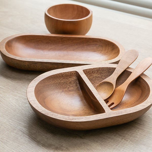 ランチプレート 18cm 木 SoliD. 食器 食洗機対応 （ お皿 仕切り皿 