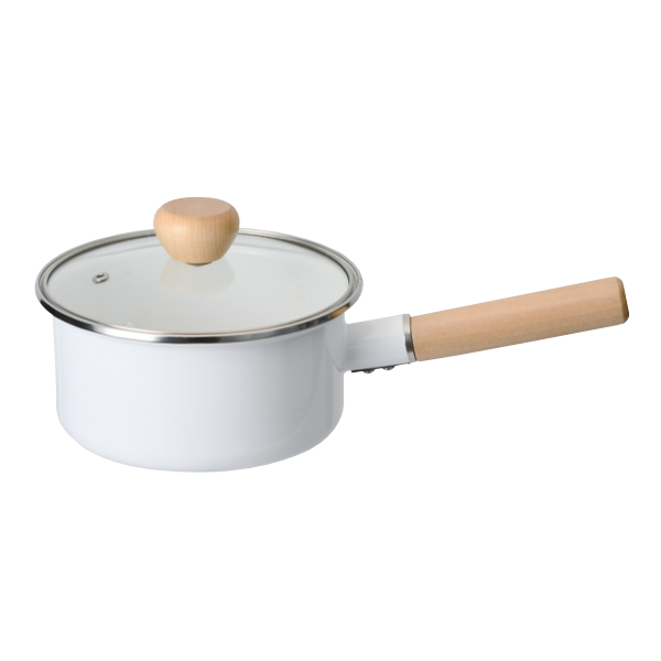 パール金属 片手鍋 16cm IH対応 ホーロー 蓋付き アミュレット （ ガス