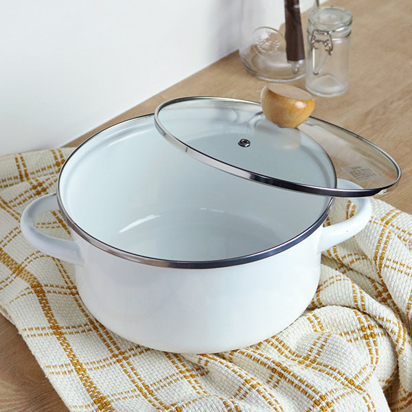 パール金属 両手鍋 20cm IH対応 ホーロー 蓋付き アミュレット （ ガス