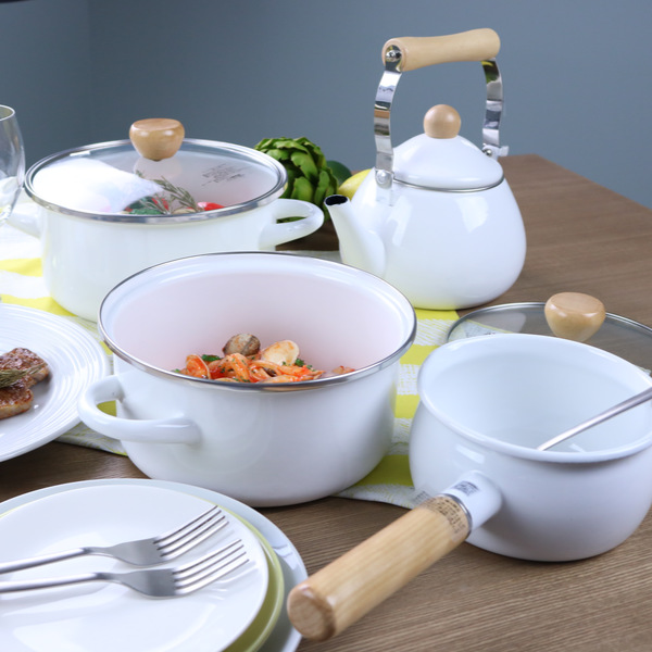 パール金属 両手鍋 22cm IH対応 ホーロー 蓋付き アミュレット （ ガス