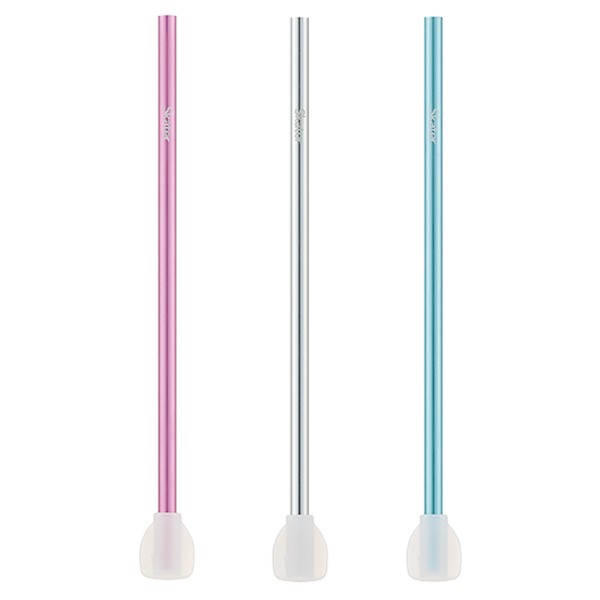 ストロー 24cm 直径0.8cm アルミ製 スプーン付 （ マドラー ヘラ エコ