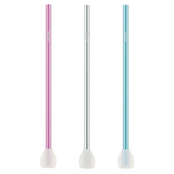 ストロー 24cm 直径0.8cm アルミ製 スプーン付 （ マドラー ヘラ エコ